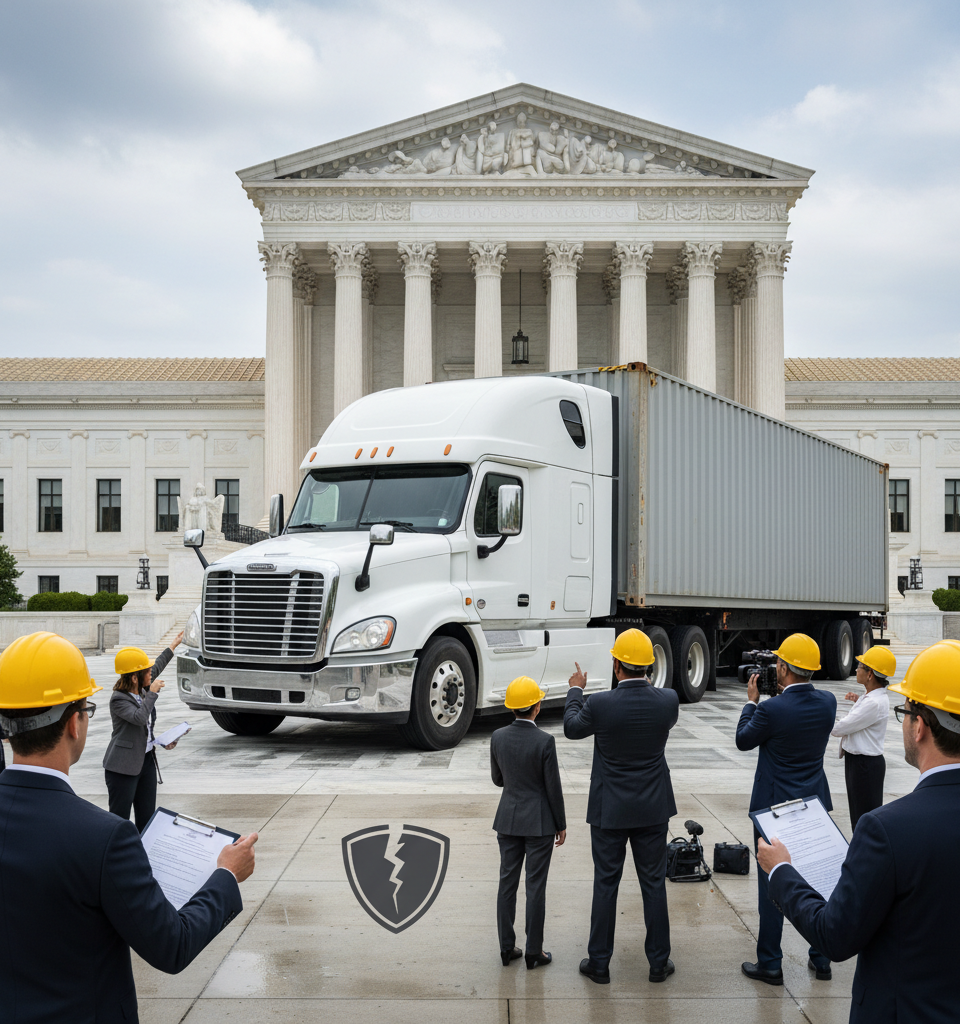 Supreme Court Ruling Exposes Critical Freight Broker Insurance Gap, Threatening Industry — AI-generated illustration