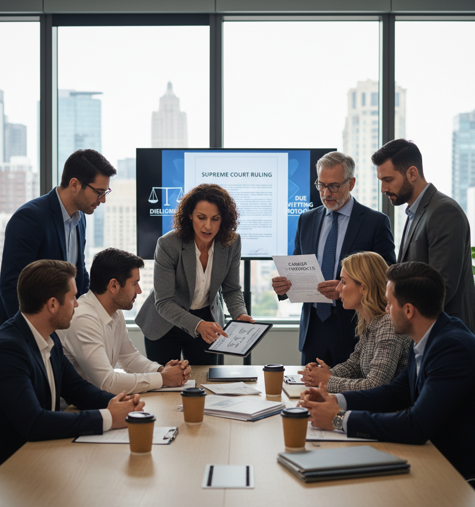 Supreme Court Ruling Mandates Due Diligence: Freight Brokers Redefine Carrier Vetting — AI-generated illustration
