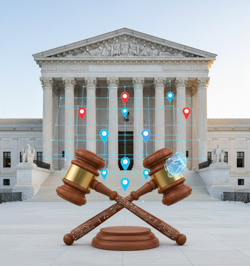 Supreme Court to Hear Landmark Geofence Warrant Case, Challenging Digital Privacy Norms — AI-generated illustration