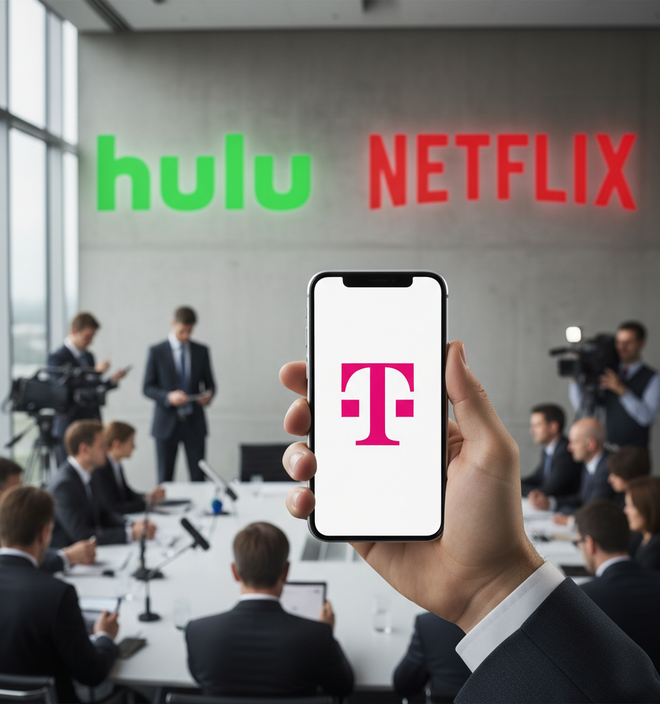 T-Mobile Boosts 5G Plans with Free Hulu and Netflix, Intensifying Streaming Wars — AI-generated illustration