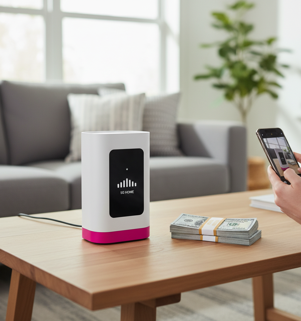 T-Mobile Offers Aggressive 5G Home Internet Deal: Free Month Plus $300 Cashback — AI-generated illustration