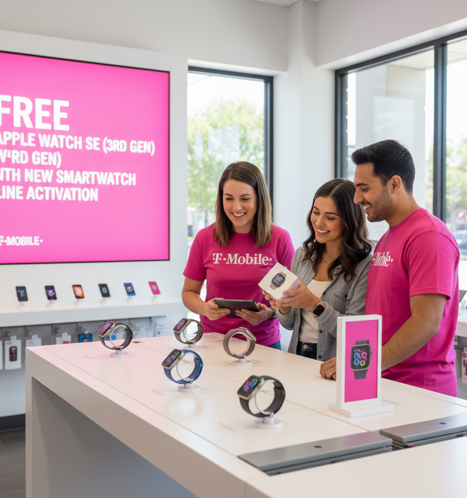 T-Mobile Offers Free Apple Watch SE (3rd Gen) with New Smartwatch Line Activation — AI-generated illustration