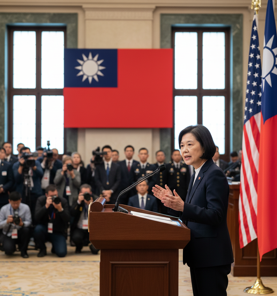 Taiwan President Declares U.S. Arms Sales 'Most Important Deterrent' Amidst Escalating Regional Tensions — AI-generated illustration