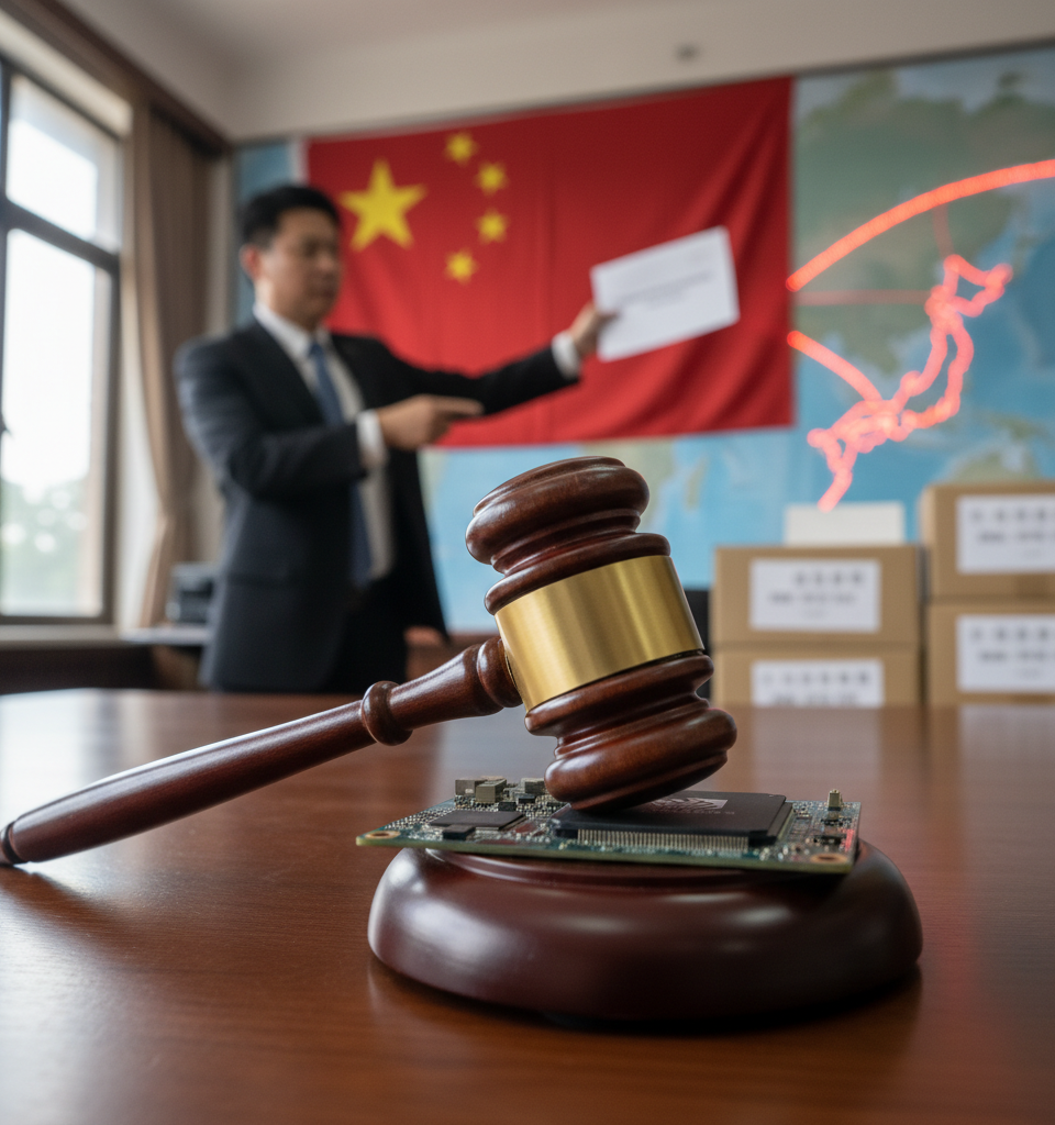 Taiwanese Prosecutors Allege NVIDIA Chip Smuggling to China Via Japan Transshipment — AI-generated illustration