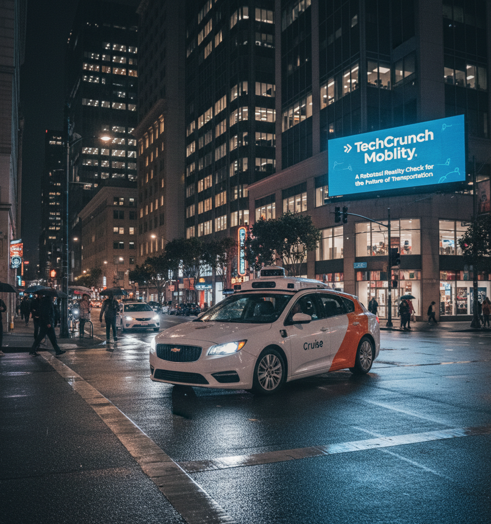 TechCrunch Mobility: A Robotaxi Reality Check for the Future of Transportation — AI-generated illustration
