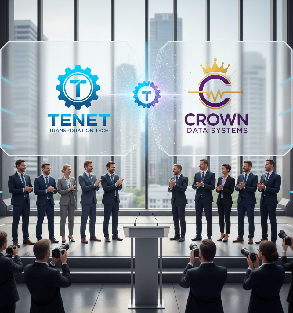 Tenet Transportation Tech and Crown Data Systems Announce Merger — AI-generated illustration