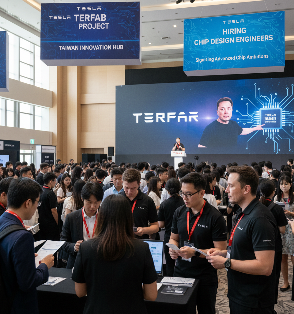 Tesla Intensifies Taiwan Recruitment for 'Terafab' Initiative, Signaling Advanced Chip Ambitions — AI-generated illustration