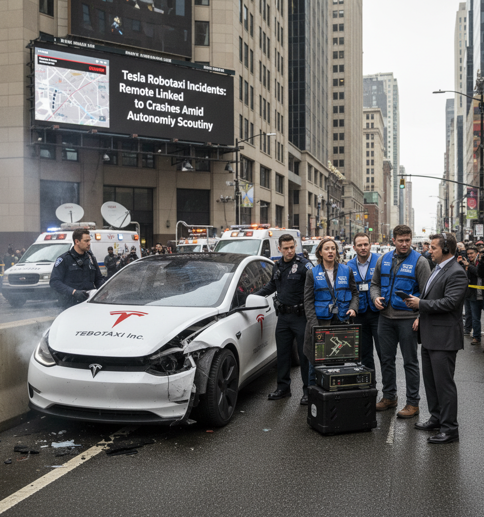 Tesla Robotaxi Incidents: Remote Operators Linked to Crashes Amid Autonomy Scrutiny — AI-generated illustration