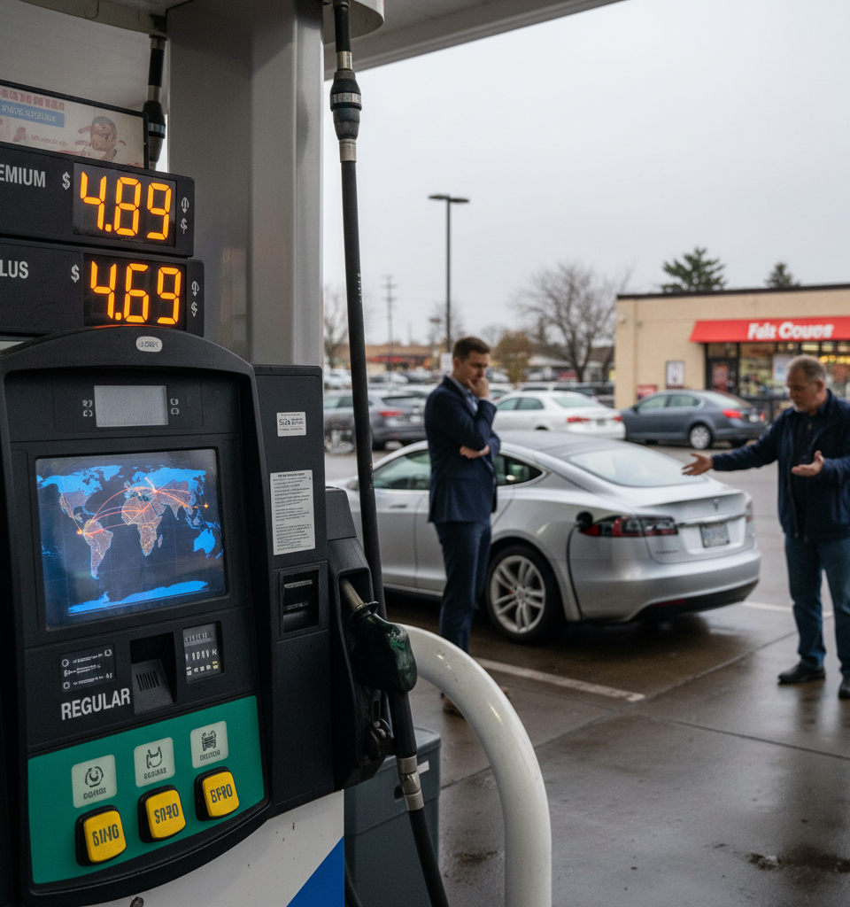 Tesla Stalls: High Gas Prices Offer Scant Relief Amid Missed Deliveries and Market Headwinds — AI-generated illustration