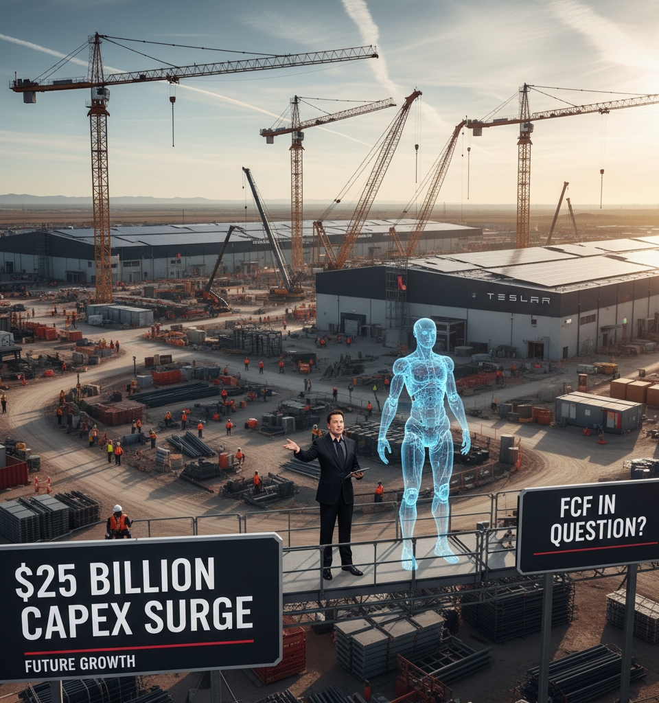 Tesla Unleashes $25 Billion Capex Surge: A Bold Bet on Future Growth, but FCF in Question — AI-generated illustration