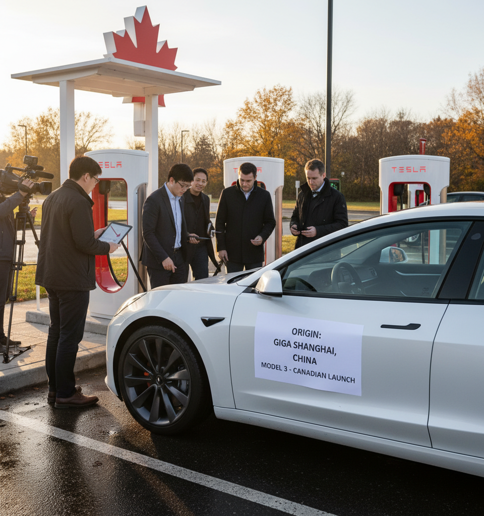 Tesla Unleashes China-Made Model 3 in Canada at Record-Low Price — AI-generated illustration