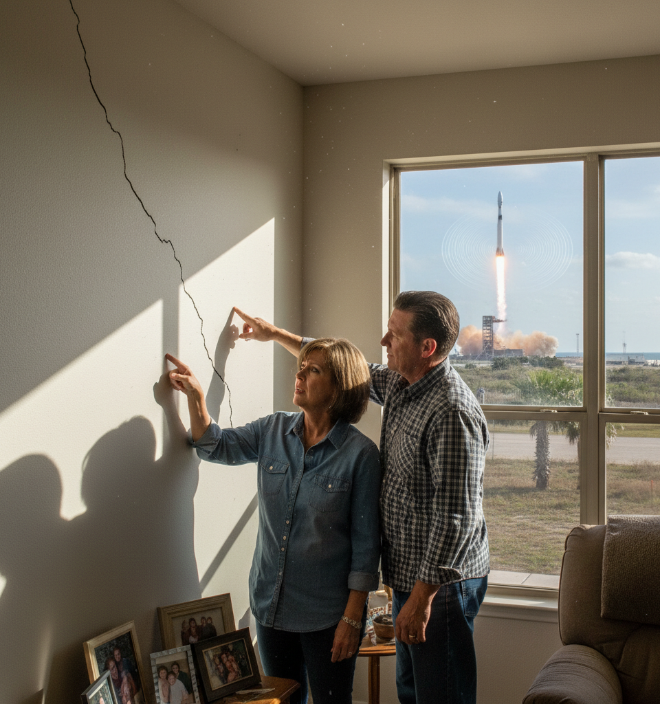 Texas Homeowners Sue SpaceX Over Alleged Sonic Boom Property Damage — AI-generated illustration