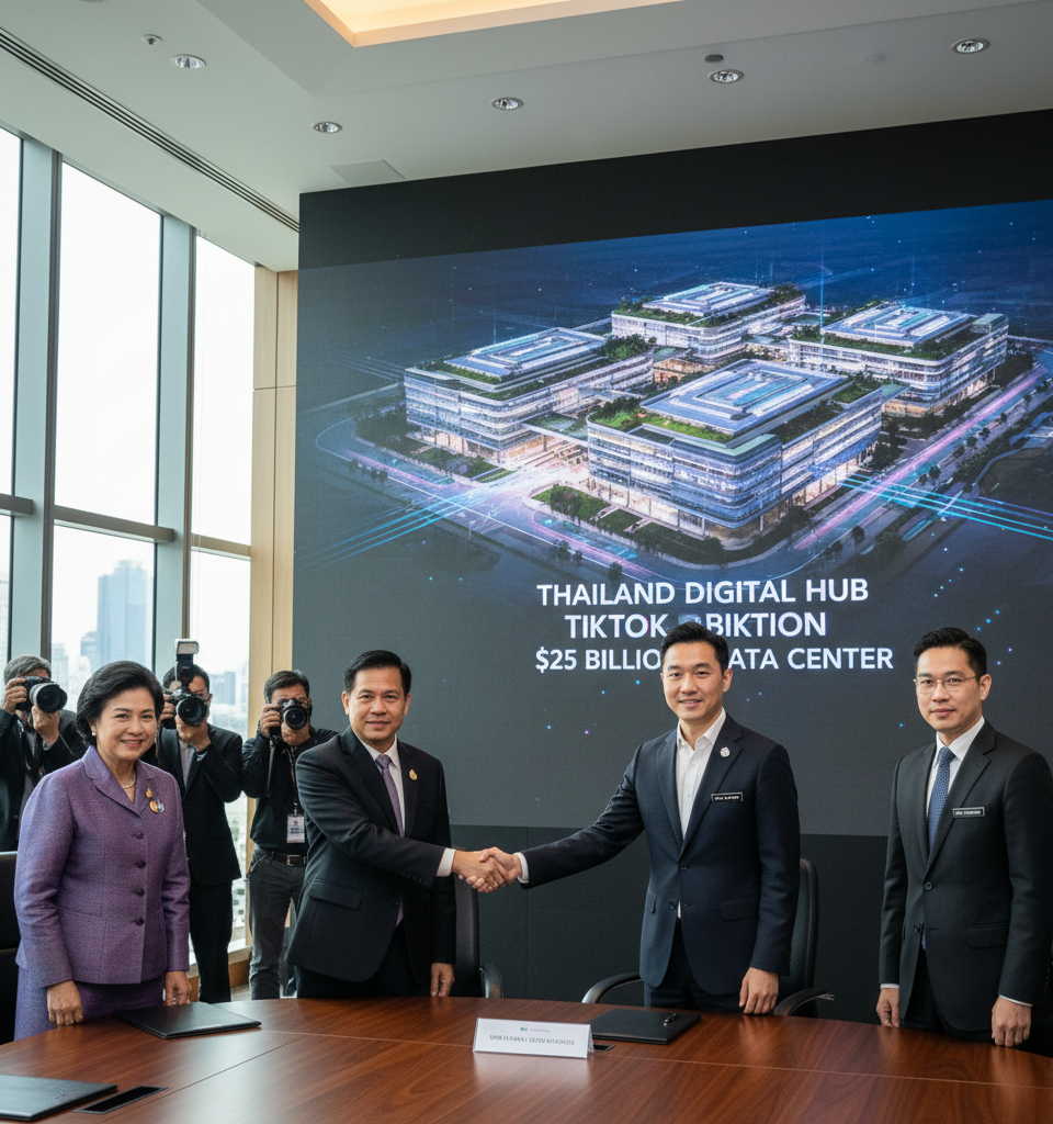 Thailand Clears $29 Billion Investment Wave, Anchored by TikTok's $25 Billion Data Center — AI-generated illustration