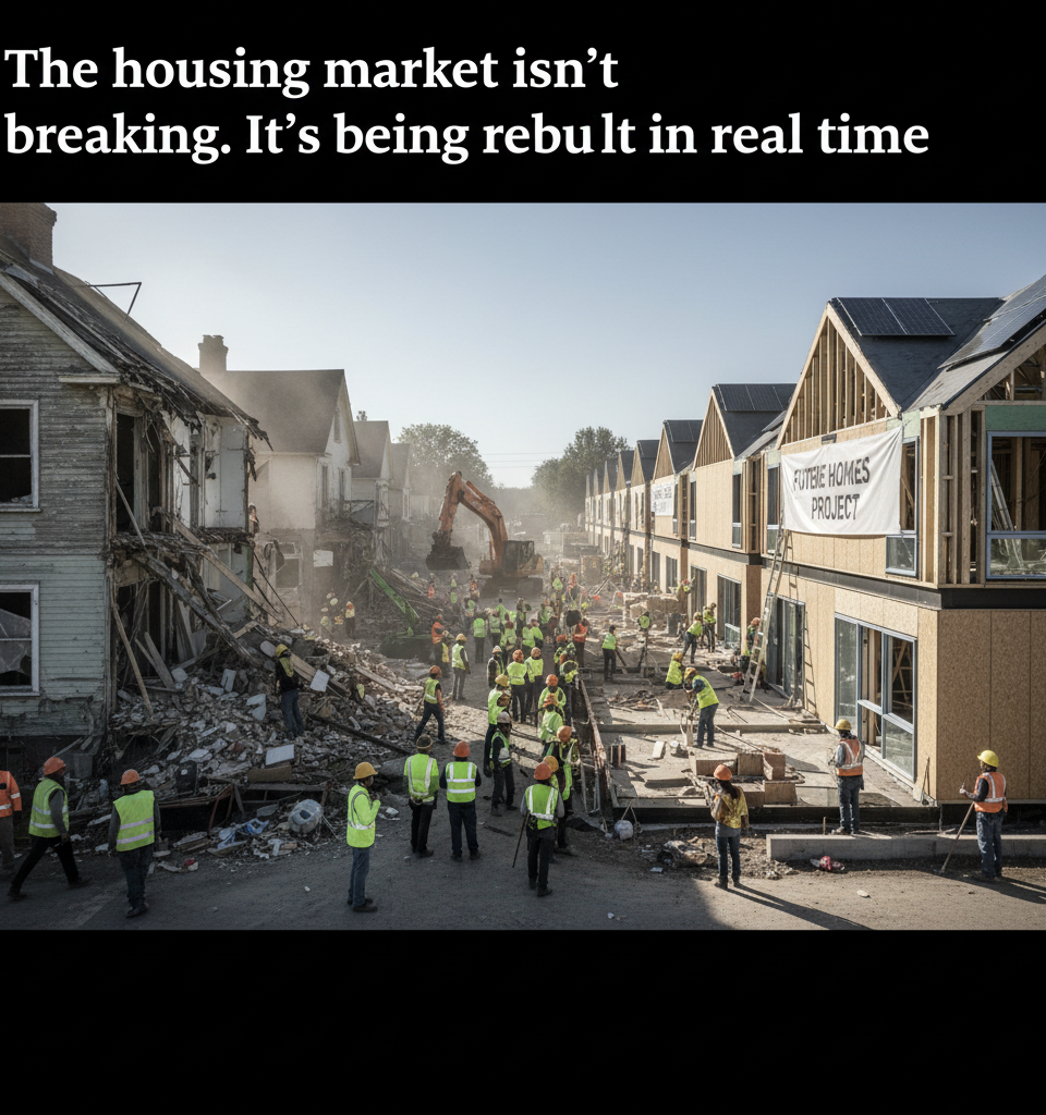 The housing market isn’t breaking. It’s being rebuilt in real time — AI-generated illustration