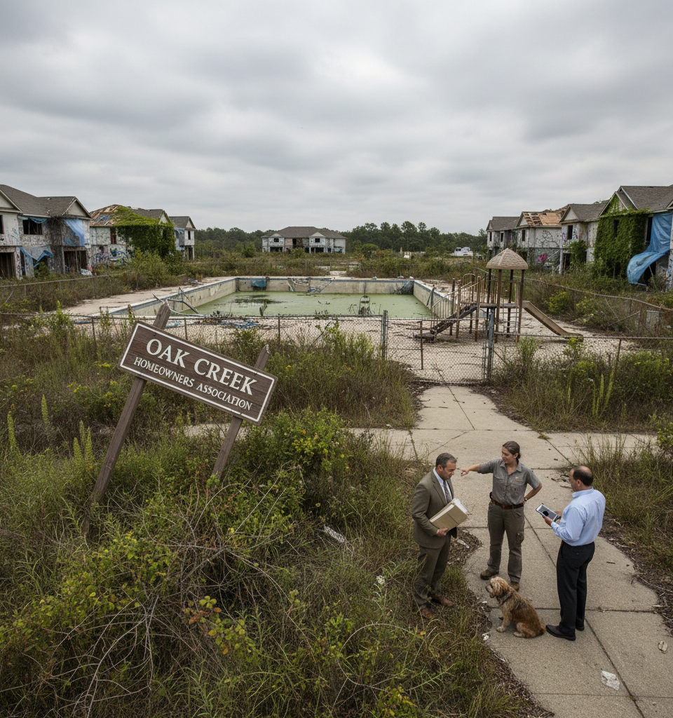 The Unseen Crisis: How Negligent Developer Turnover Births 'Zombie HOAs' Nationwide — AI-generated illustration