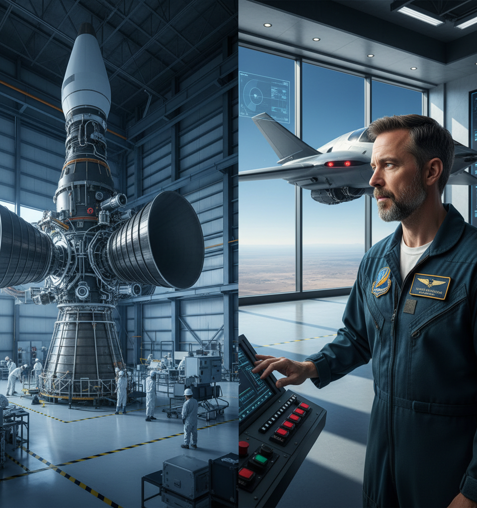 This founder helped build SpaceX’s most powerful rocket engine. Now he’s building a ‘fighter jet for orbit’ — AI-generated illustration