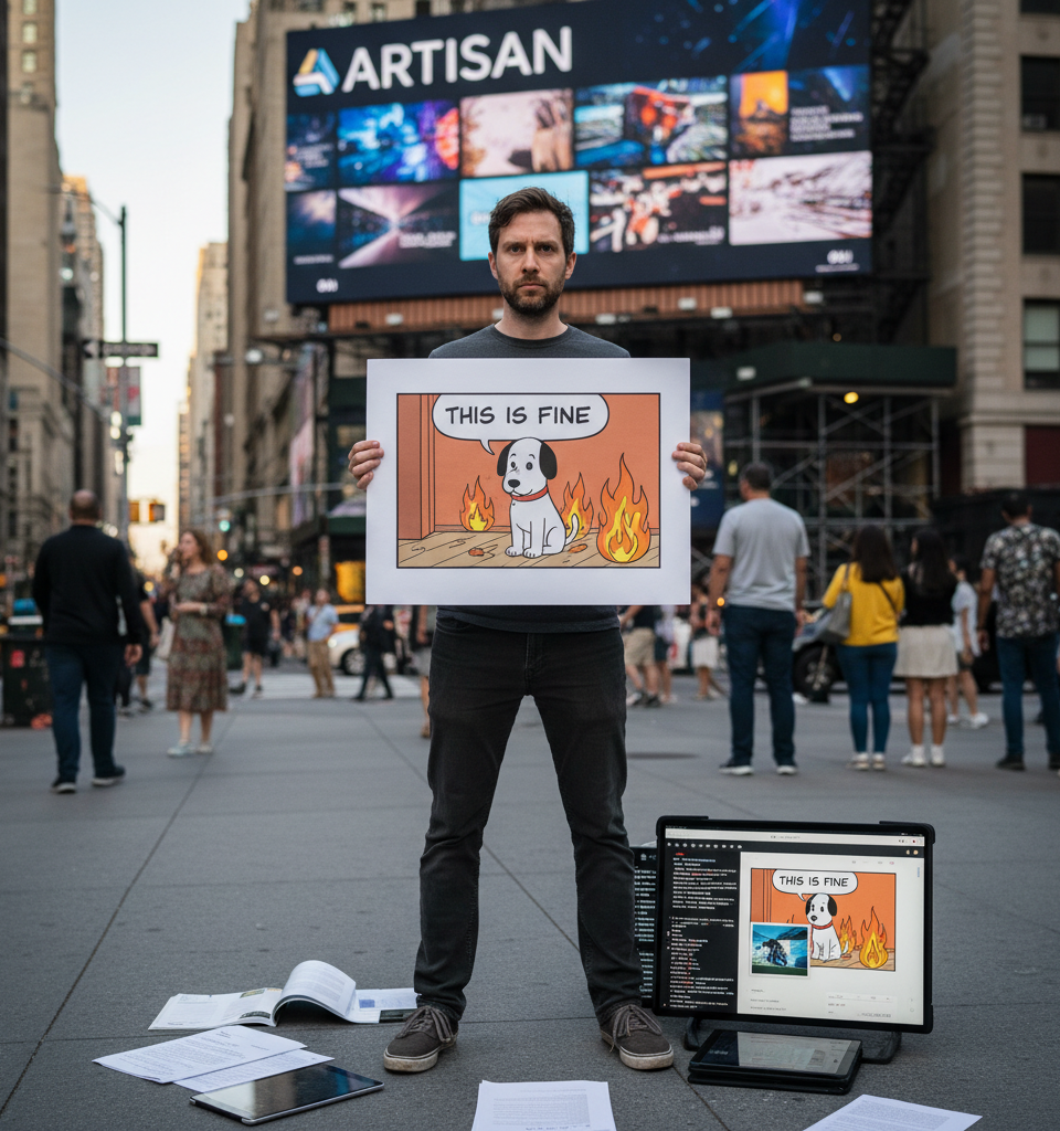 ‘This Is Fine’ Creator Accuses AI Startup Artisan of Art Theft Amidst Growing IP Concerns — AI-generated illustration