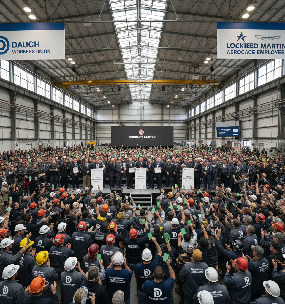 Thousands of Union Workers Ratify Contracts at Dauch, Lockheed Martin — AI-generated illustration
