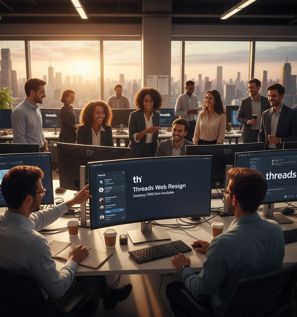Threads Overhauls Web Experience, Introduces Desktop DMs in Major Redesign — AI-generated illustration