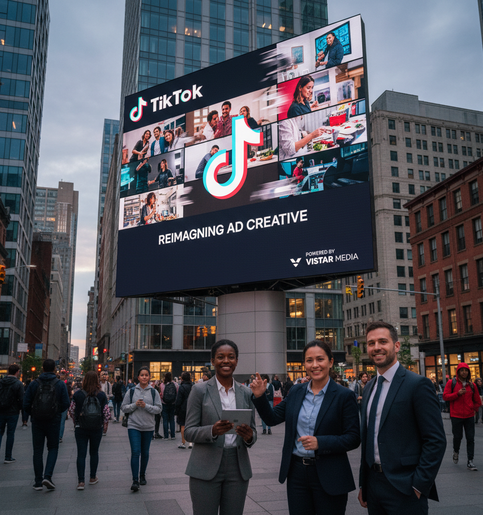 TikTok Expands Out-of-Home Reach with Vistar Media Partnership, Reimagining Ad Creative — AI-generated illustration