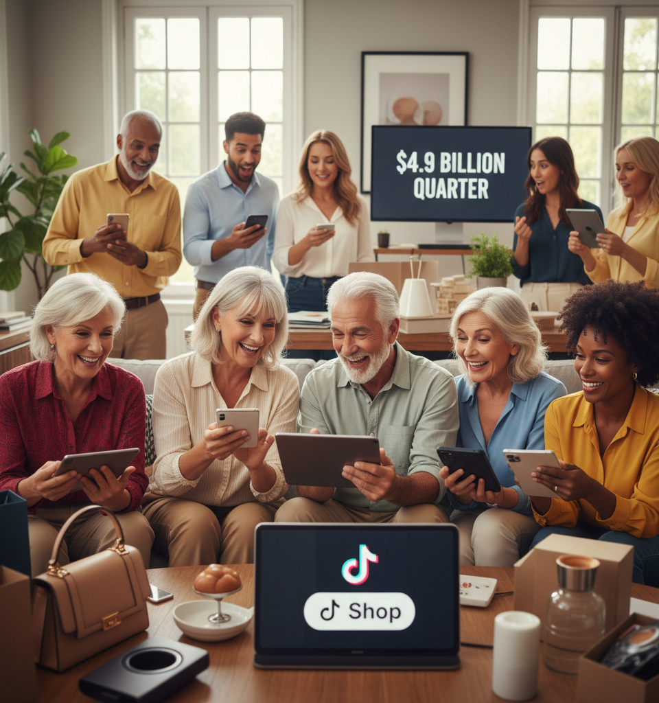 TikTok Shop's $4.9 Billion Quarter Driven by Unexpected Demographic: Consumers Over 45 — AI-generated illustration