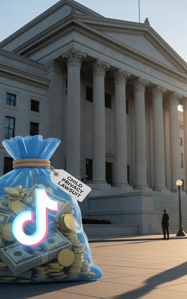 TikTok to Pay $400 Million Settlement in Justice Department Child Privacy Lawsuit — AI-generated illustration