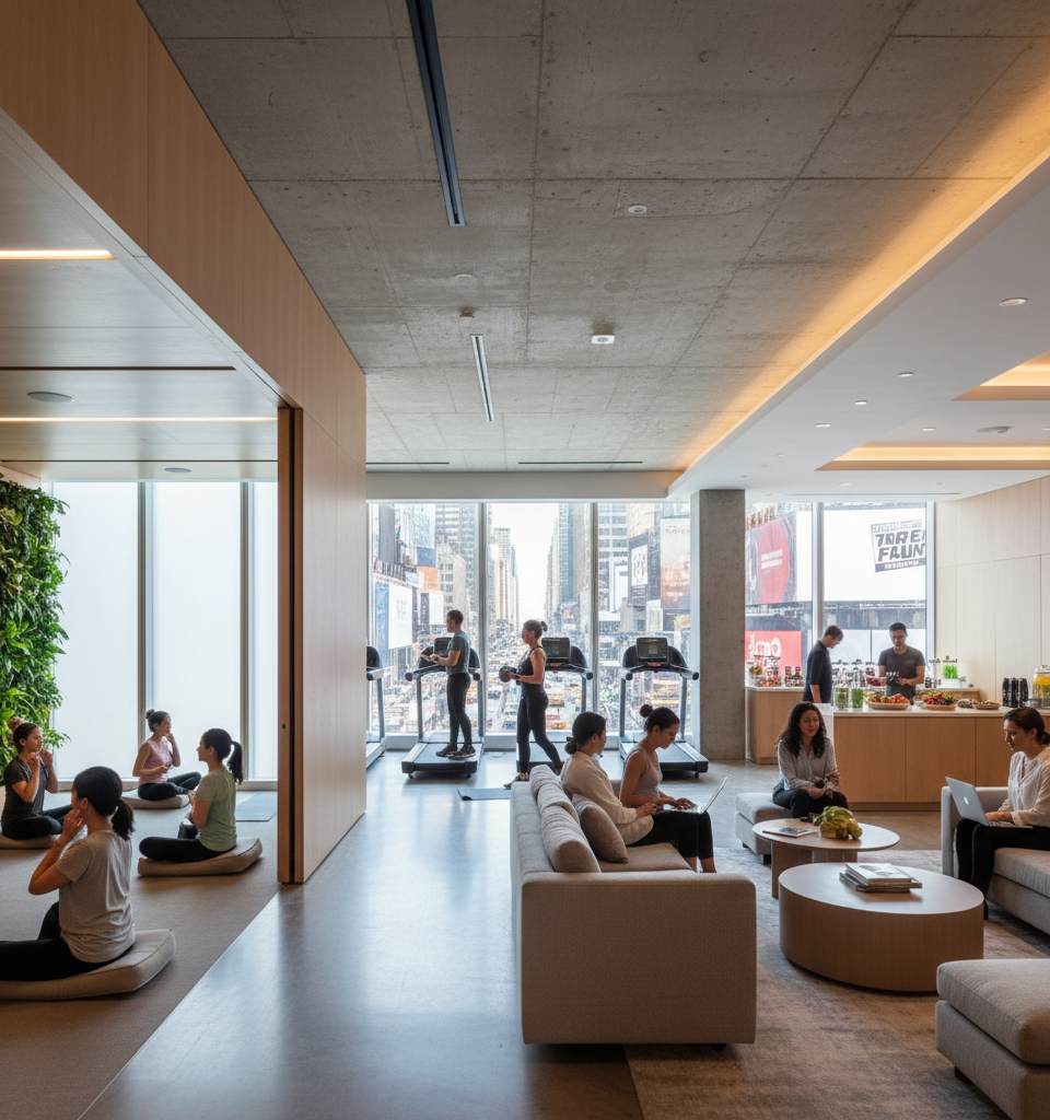 Times Square Oasis: 1540 Broadway Unveils Wellness-Focused Amenity Spaces Amidst Urban Redefinition — AI-generated illustration
