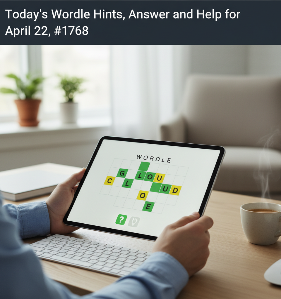 Today's Wordle Hints, Answer and Help for April 22, #1768 — AI-generated illustration