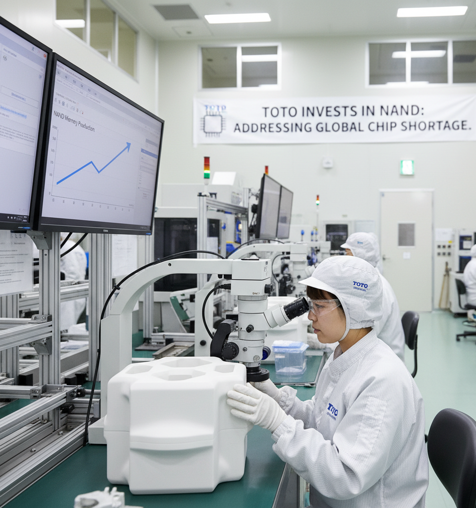 Toto Steps Up: Ceramic Giant Invests in NAND Memory, Addressing Global Chip Shortage — AI-generated illustration