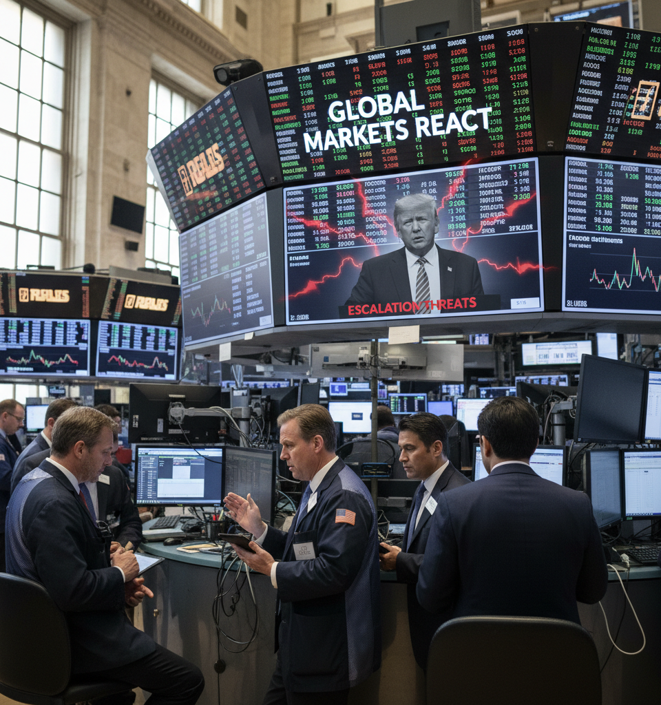 Trading Open Shadowed by Trump Escalation Threats: Markets Wrap — AI-generated illustration