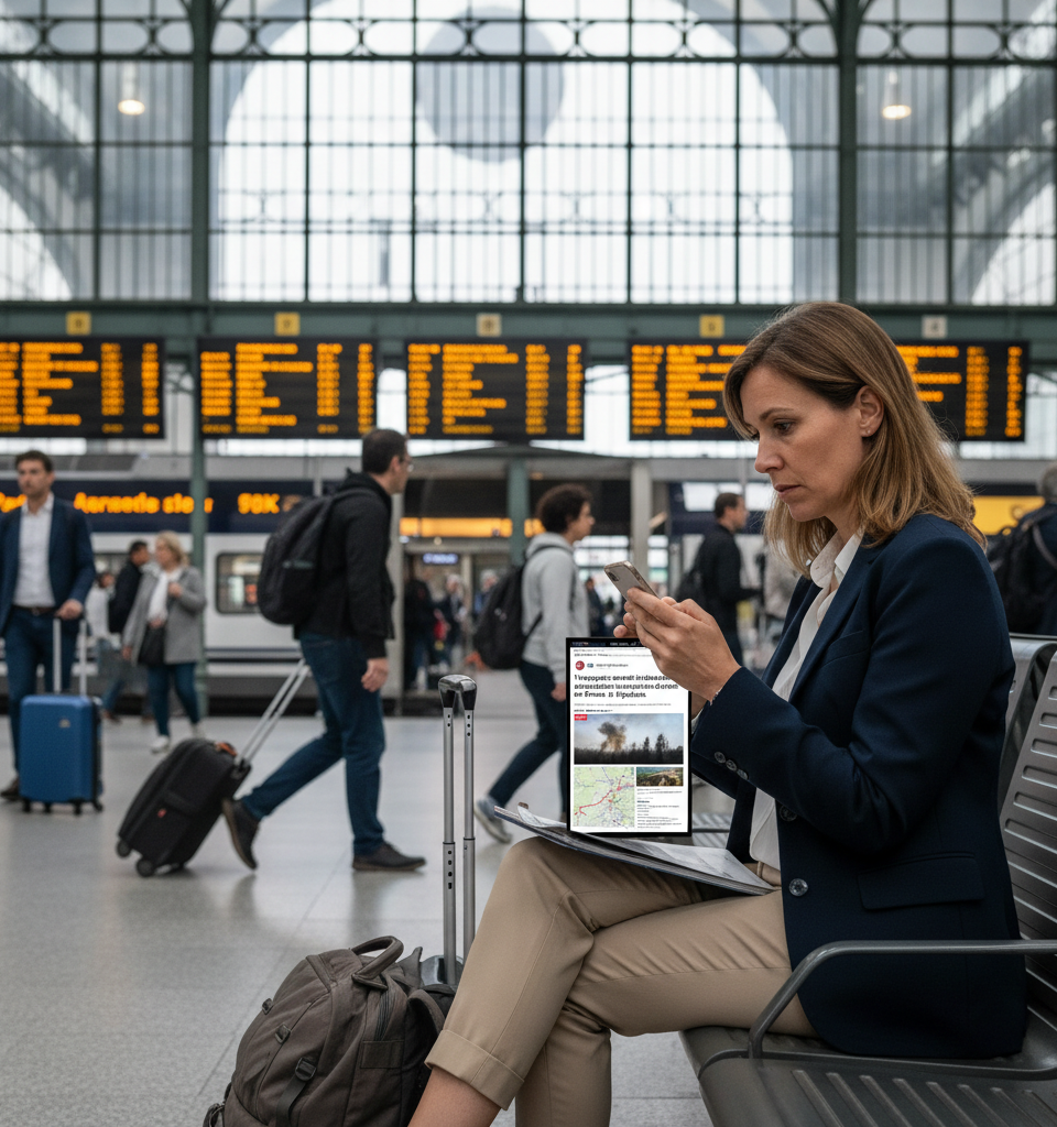 Travelers Advised on Potential Disruptions from Wildfires in France and Spain — AI-generated illustration