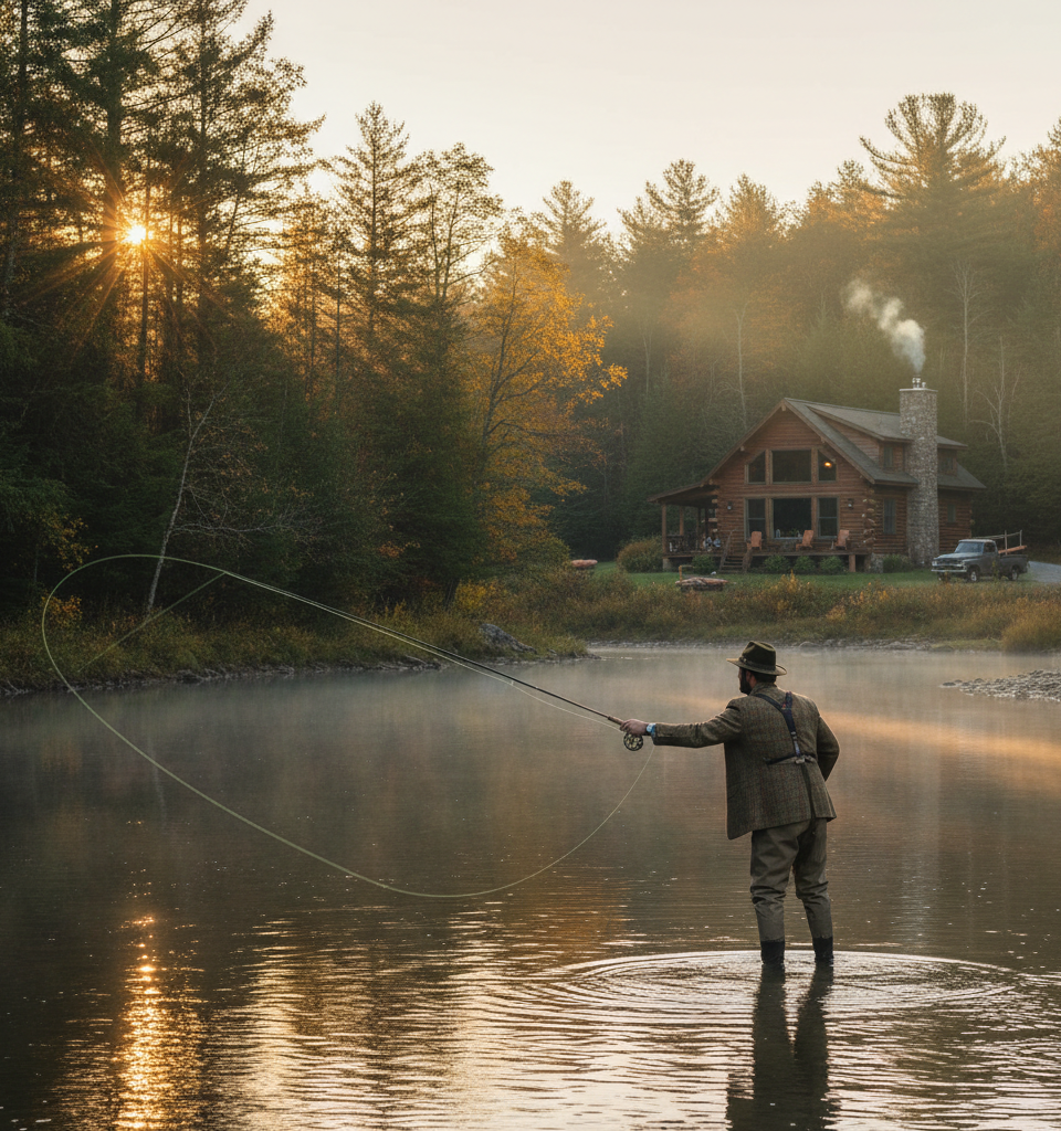 Trout & Tourism: Fly-Fishing Craze Casts Golden Line for Upstate New York Airbnb Market — AI-generated illustration