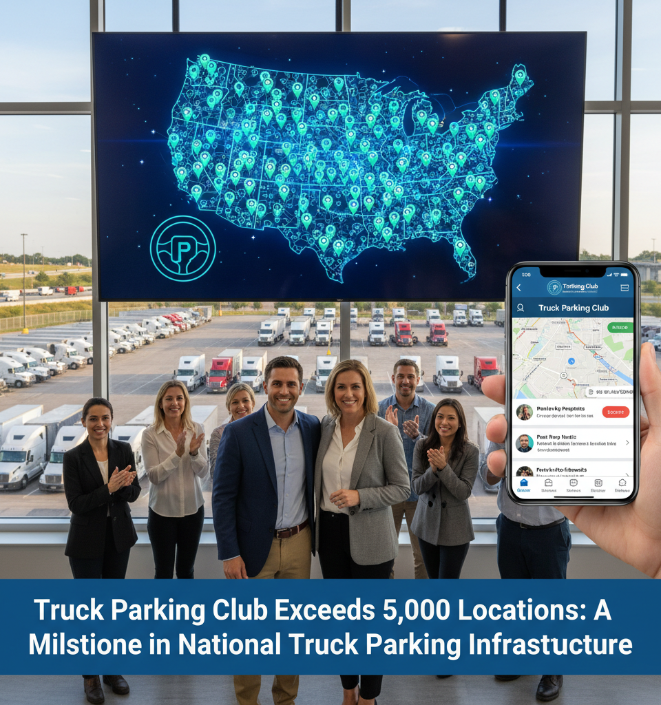 Truck Parking Club Exceeds 5,000 Locations: A Milestone in National Truck Parking Infrastructure — AI-generated illustration