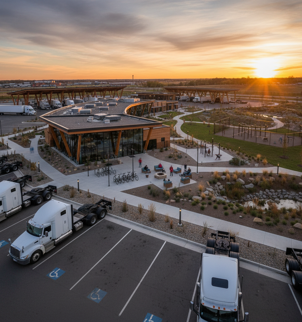 Truck Stops Evolve: Operators Invest in Driver Preferences Beyond Basic Amenities — AI-generated illustration