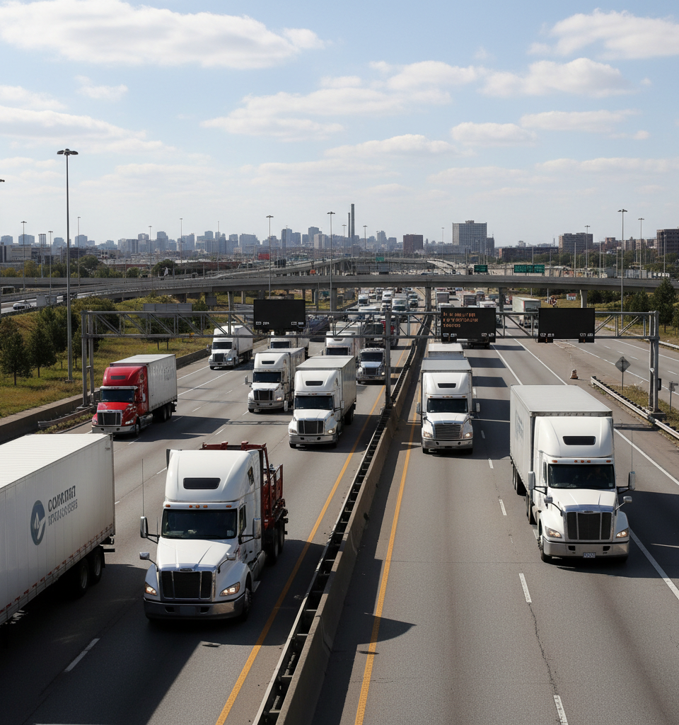 Trucking Sector Navigates Rising Rates, Tight Capacity Amidst Efficiency Drive — AI-generated illustration
