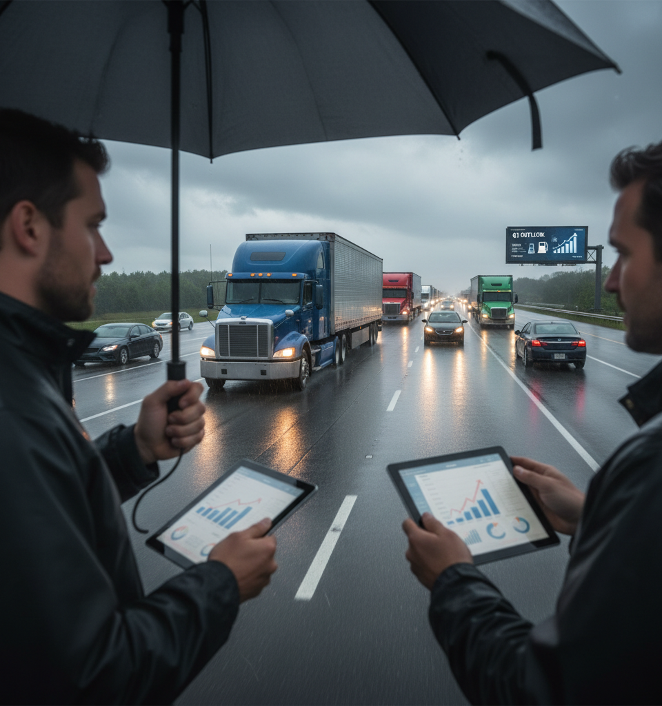 Truckload Carriers Eye Q1 as Potential Turning Point Amidst Fuel Hikes and Supply Shifts — AI-generated illustration