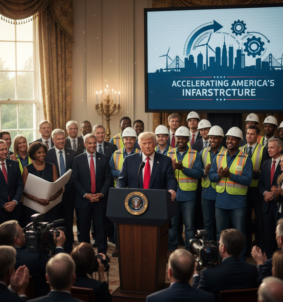 Trump Administration Pushes Federal Permitting Reform to Accelerate Infrastructure Projects — AI-generated illustration