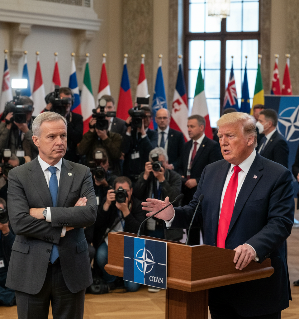 Trump criticises Nato as alliance chief describes meeting as 'very frank' — AI-generated illustration