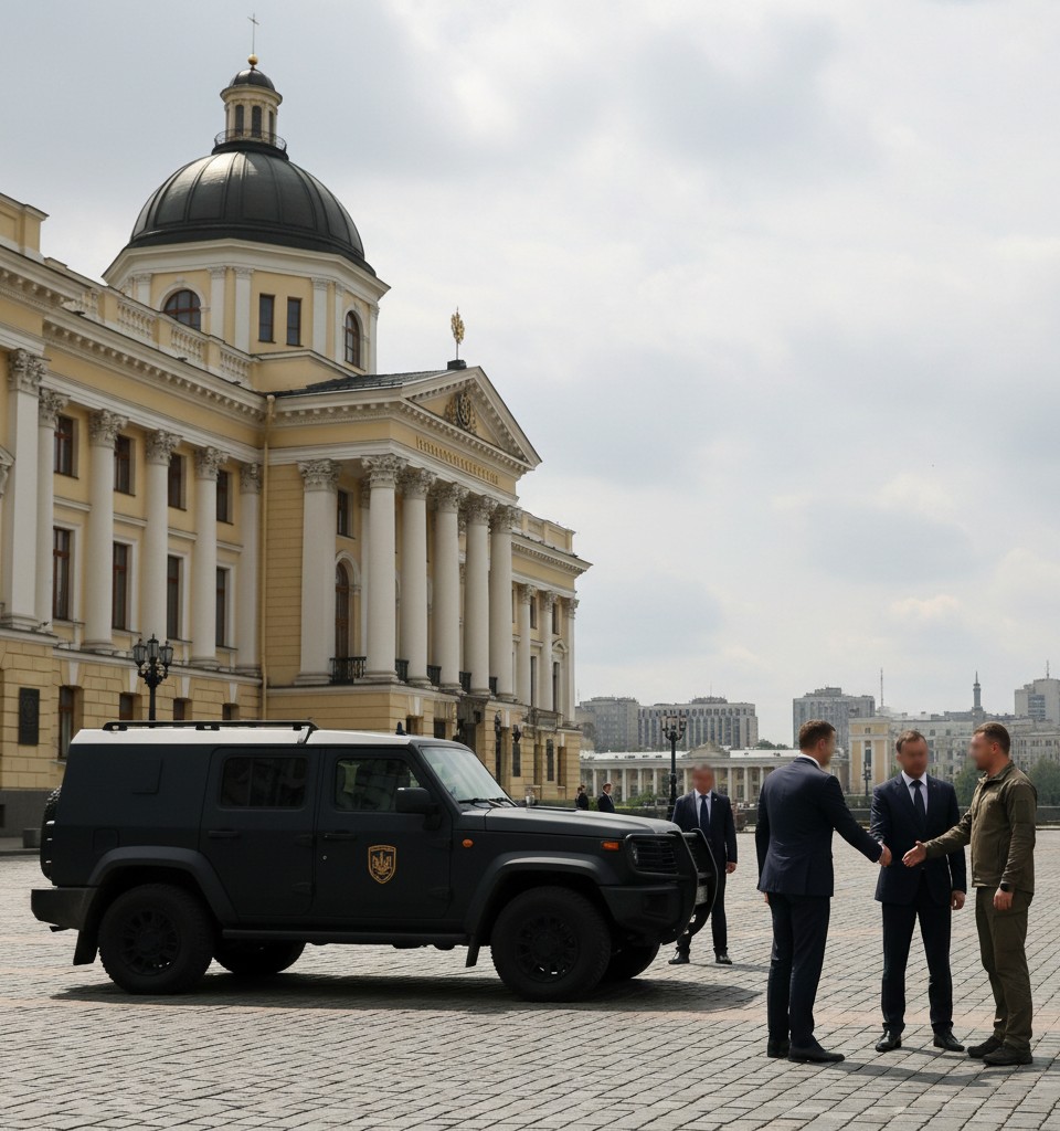Trump Envoys Kushner and Witkoff Meet Zelensky in Kyiv After Moscow Talks — AI-generated illustration