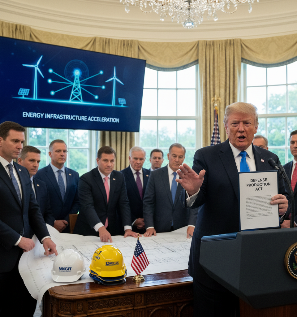 Trump Invokes Defense Production Act for Energy Projects — AI-generated illustration
