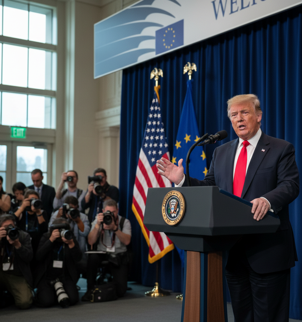 Trump Issues July 4 Ultimatum to EU on Trade Deal, Threatens Tariffs — AI-generated illustration