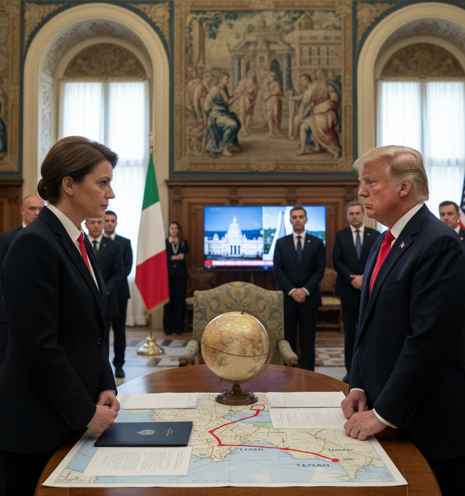 Trump-Meloni Alliance Fractures Amid Vatican, Iran Diplomatic Rift — AI-generated illustration