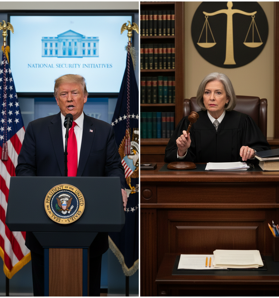 Trump's Broad Use of 'National Security' Draws Scrutiny, Legal Challenges — AI-generated illustration