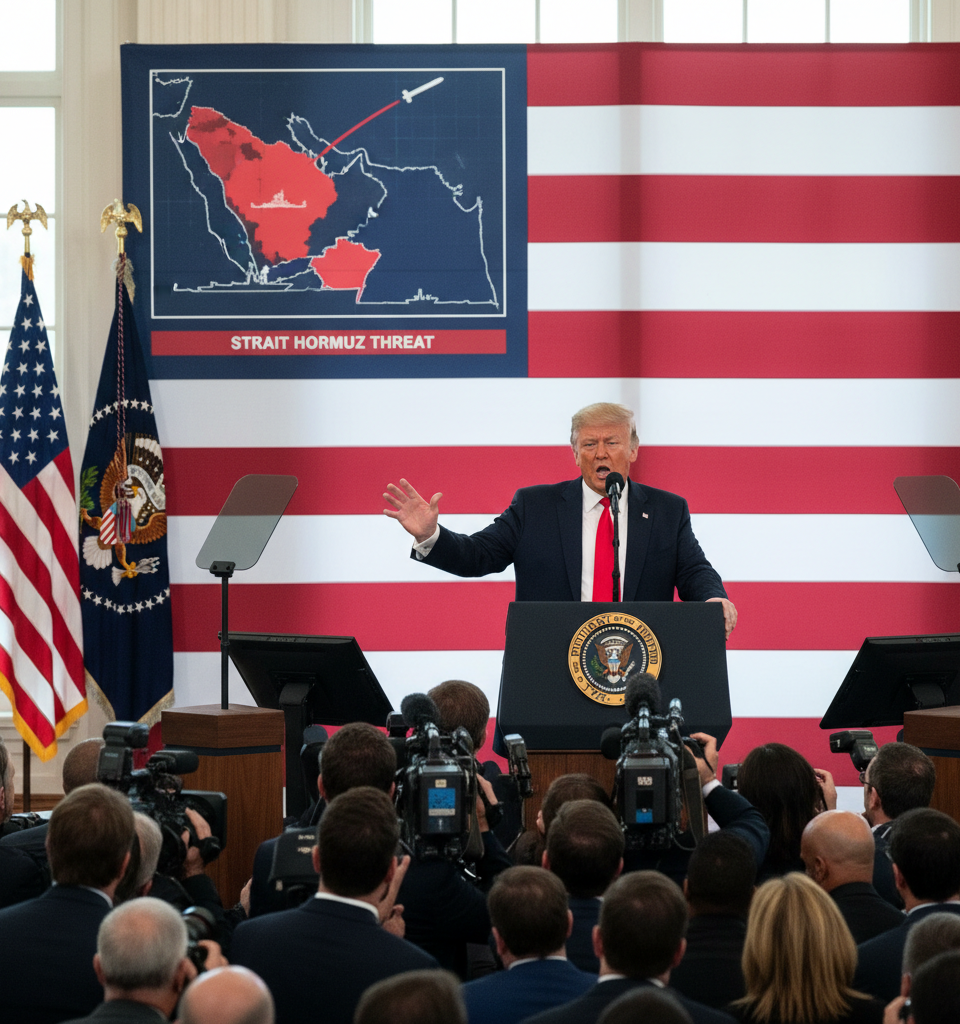 Trump's Escalating Stance on Iran: Strait of Hormuz Threat Sparks Geopolitical Tensions — AI-generated illustration