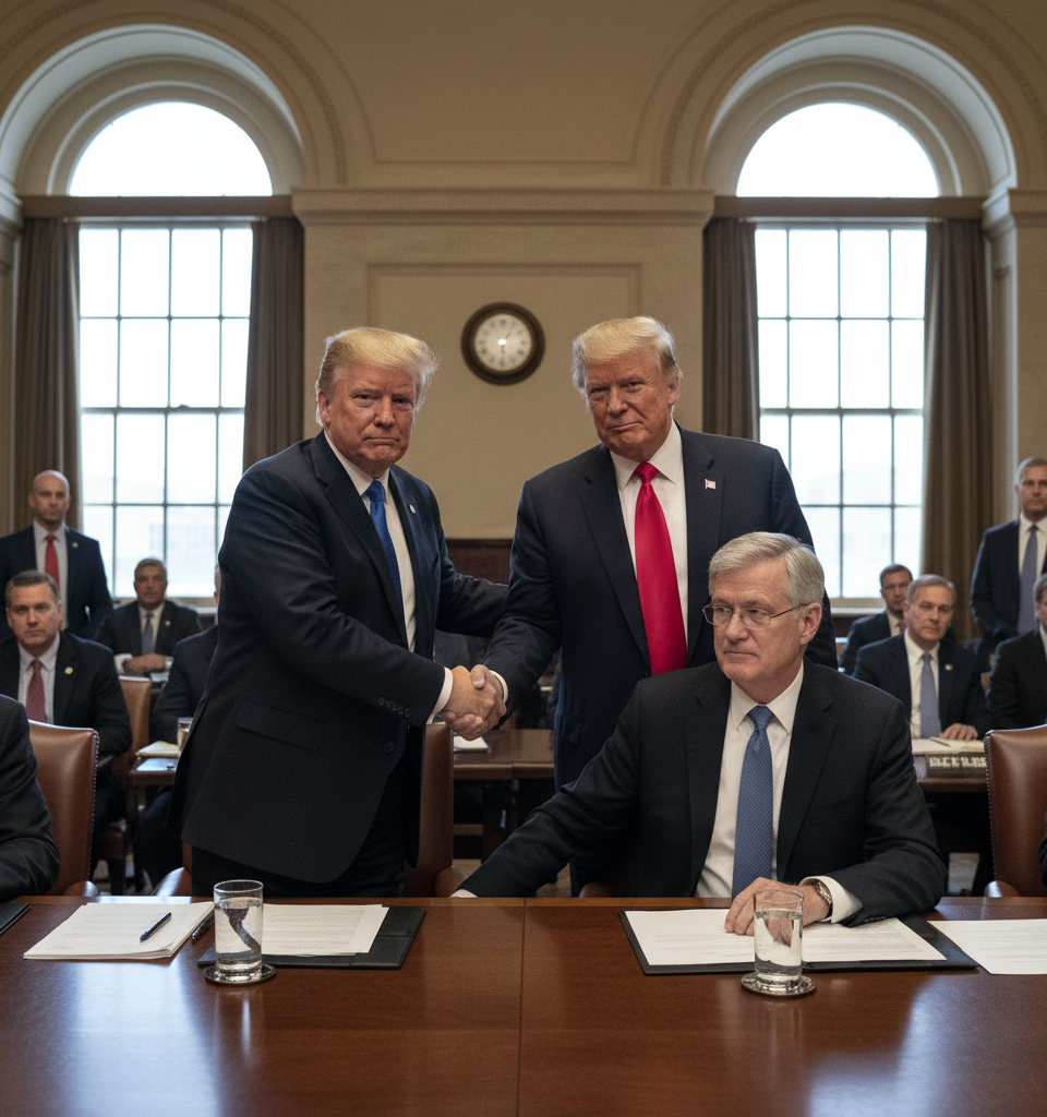 Trump's Fed Influence Battle Intensifies Amidst Powell's Lingering Presence — AI-generated illustration