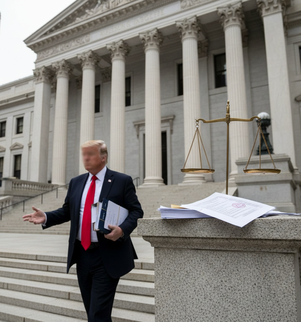 Trump's Federal Court Transfer Bid Denied in NY Hush Money Case — AI-generated illustration
