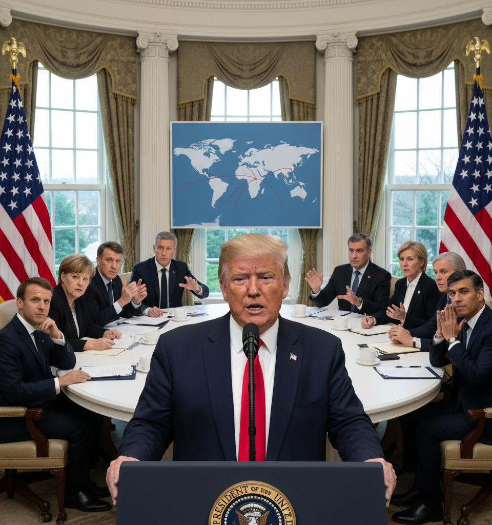 Trump's Iran Posture Keeps Global Leaders on Edge Amid Escalating Tensions — AI-generated illustration