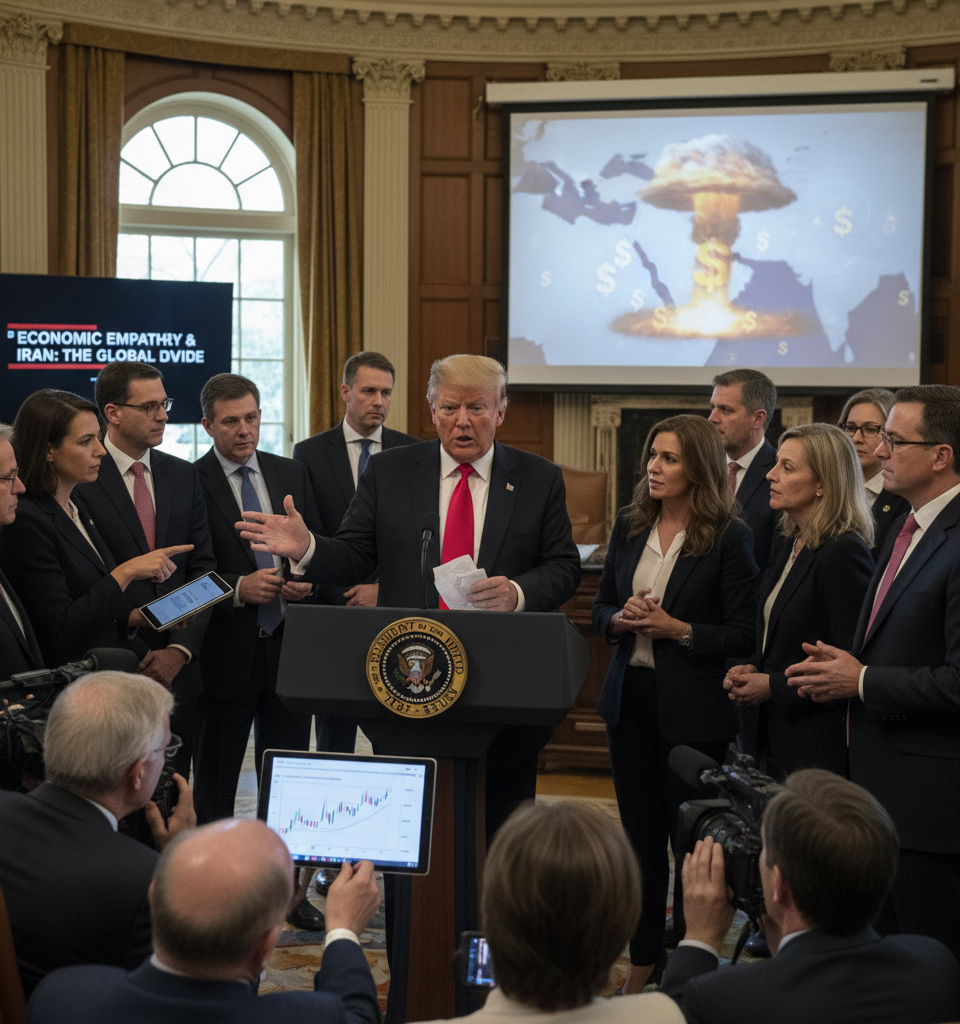 Trump's 'Truth Bomb' Reignites Debate on Economic Empathy Amidst Iran Tensions — AI-generated illustration