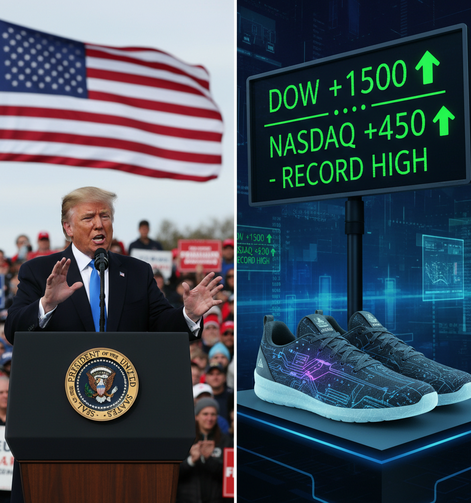 Trump's Turbulent Week Amidst Market Surge; Allbirds Pivots to AI — AI-generated illustration