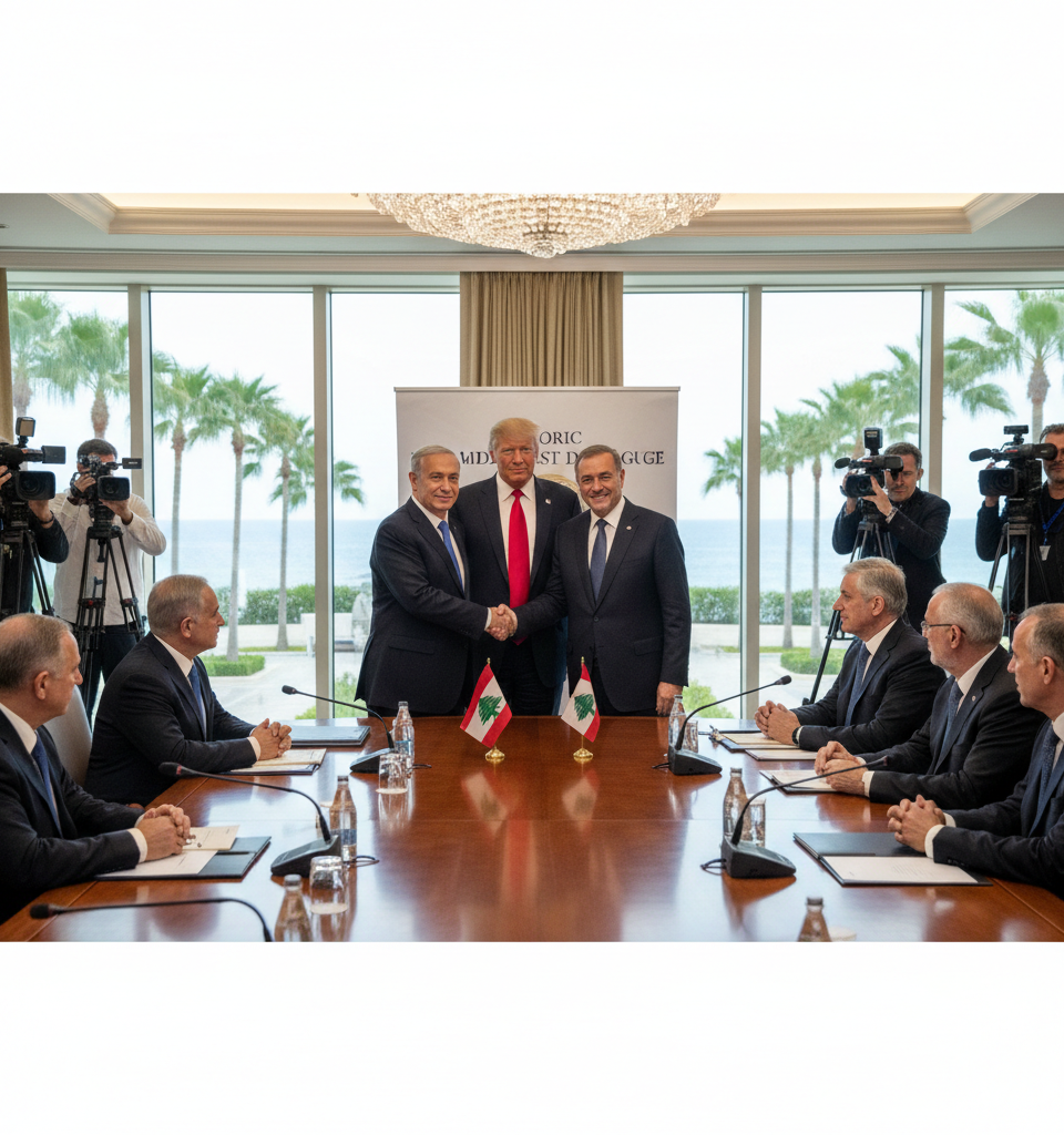 Trump says Israel and Lebanon leaders to hold talks after first high-level meeting in decades — AI-generated illustration